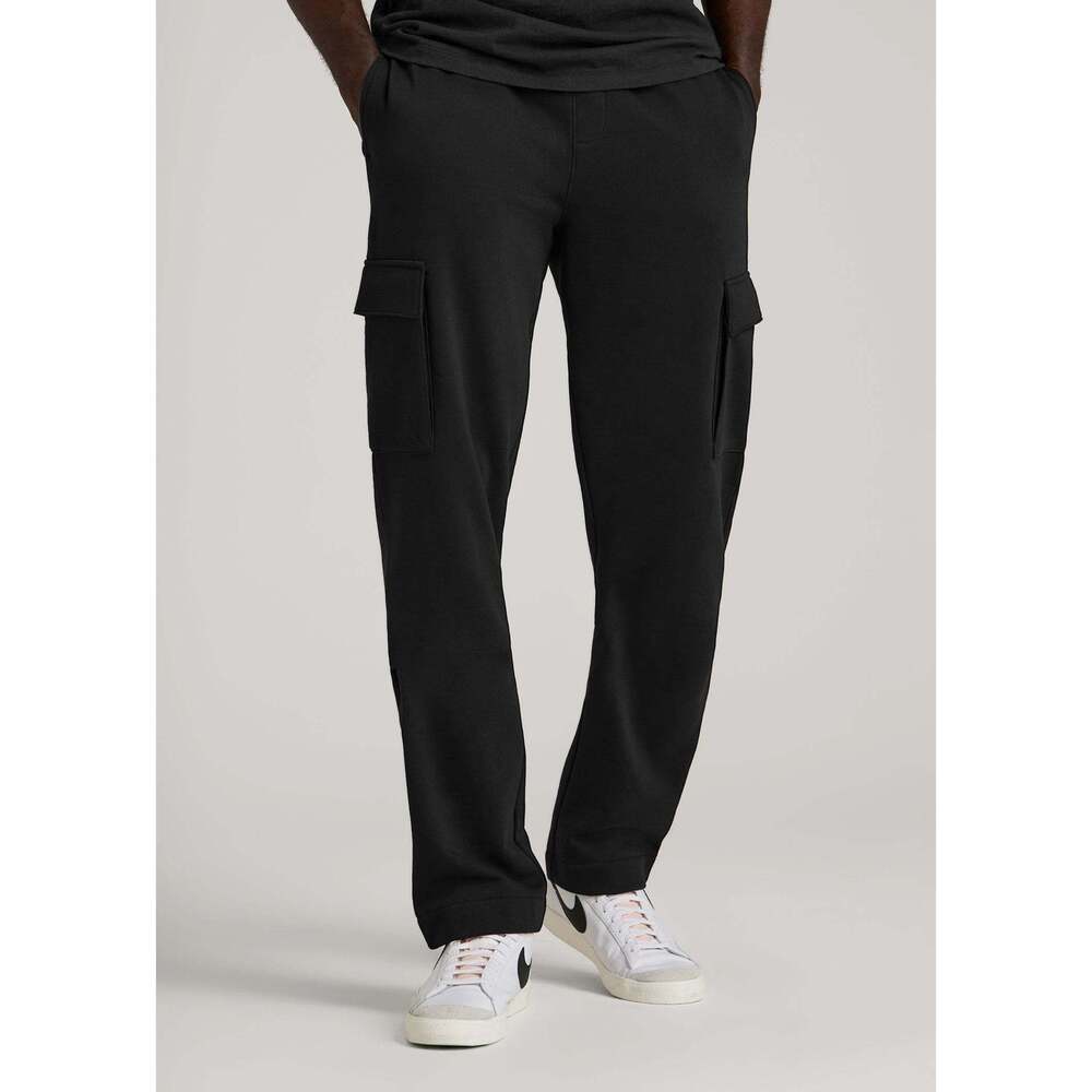American Tall Wearever Fleece Straight Leg Cargo Sweatpant for Tall Men in Black